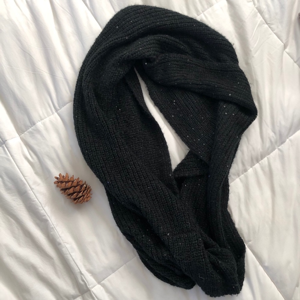 H&M Black Sequined Cozy Infinity Scarf